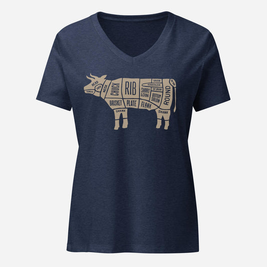 Beef Butcher Diagram Womenâ€™s Relaxed V-neck Tee
