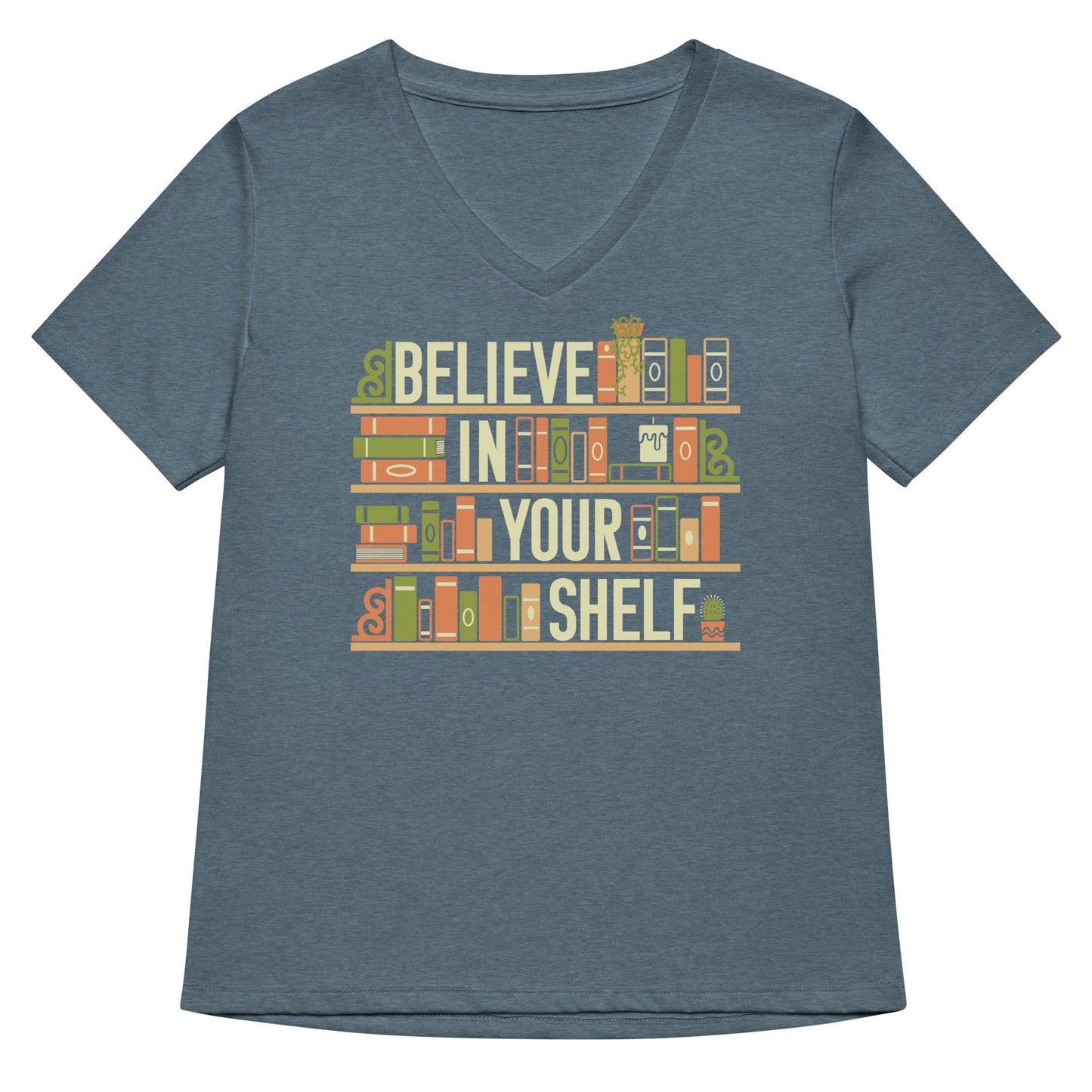 Believe In Your Shelf Women's V-Neck Tee
