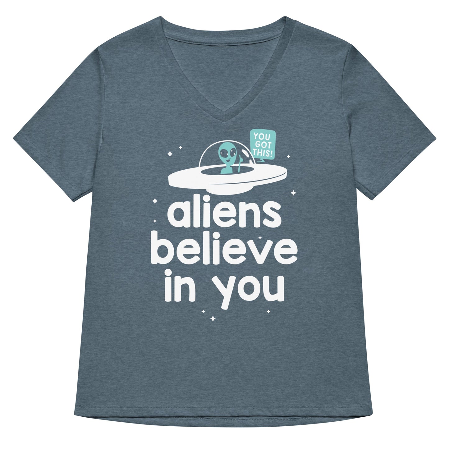 Aliens Believe In You Women's V-Neck Tee