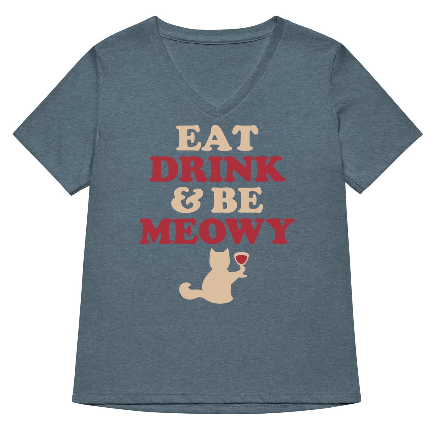 Eat Drink & Be Meowy Women's V-Neck Tee