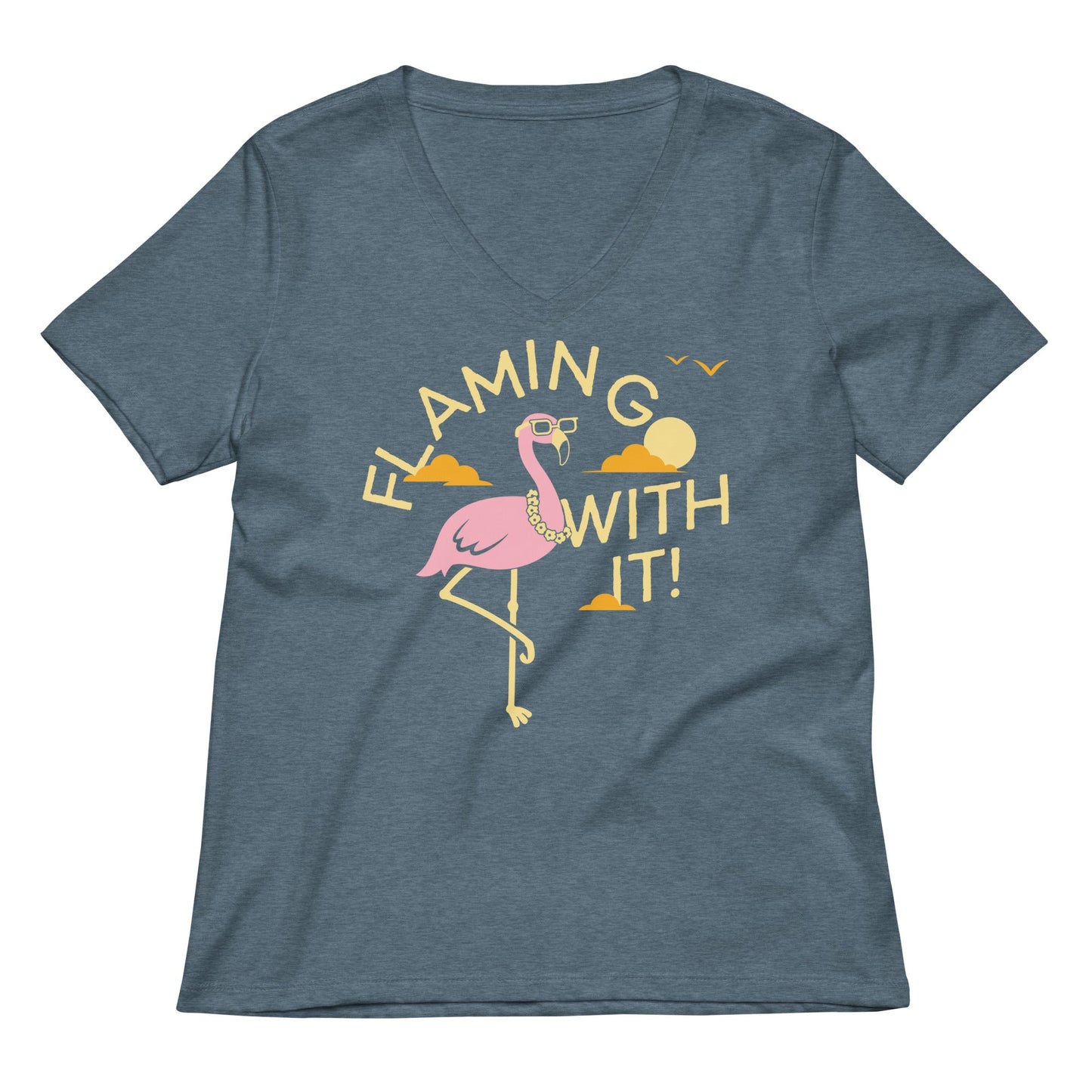 Flamingo With It Women's V-Neck Tee