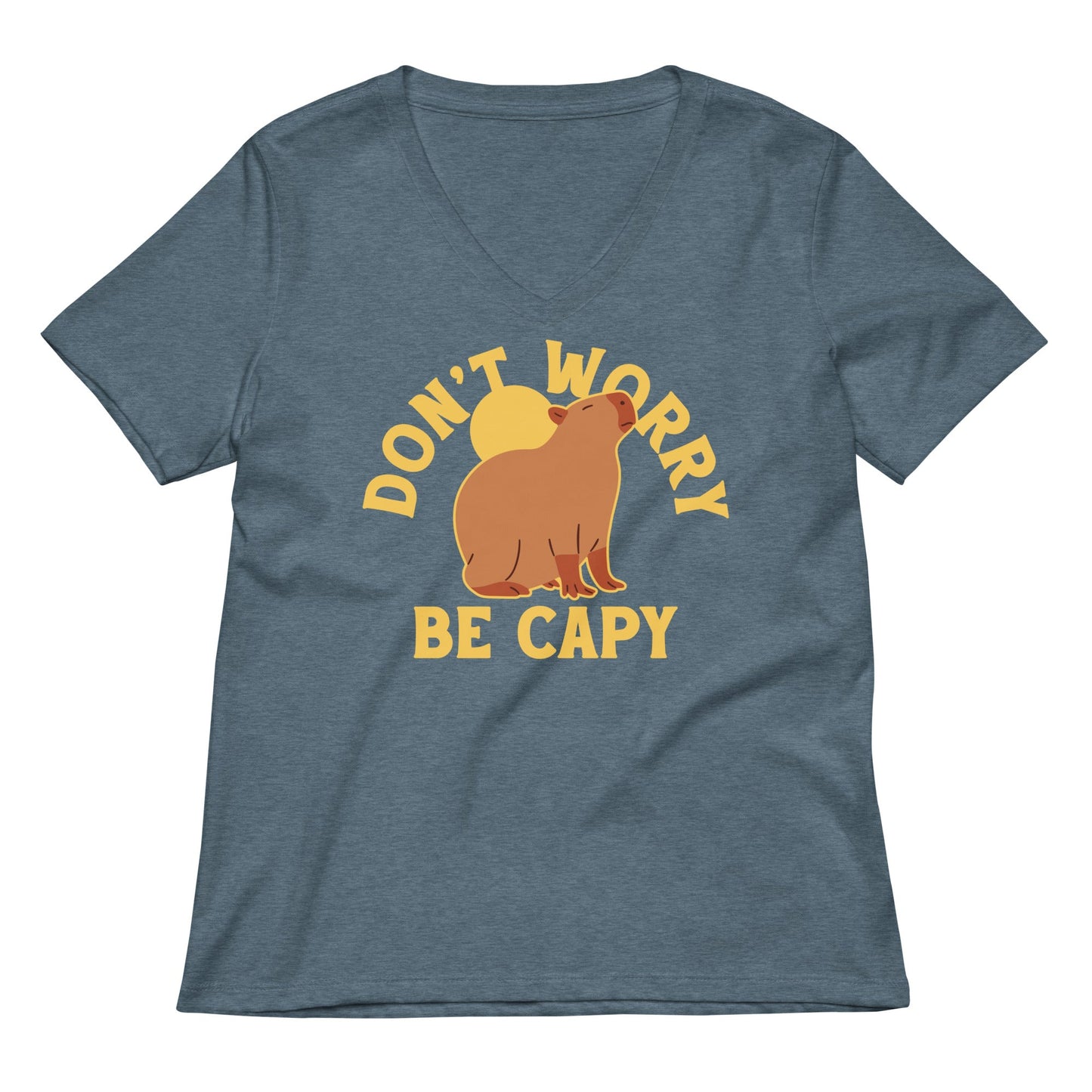 Don't Worry Be Capy Women's V-Neck Tee