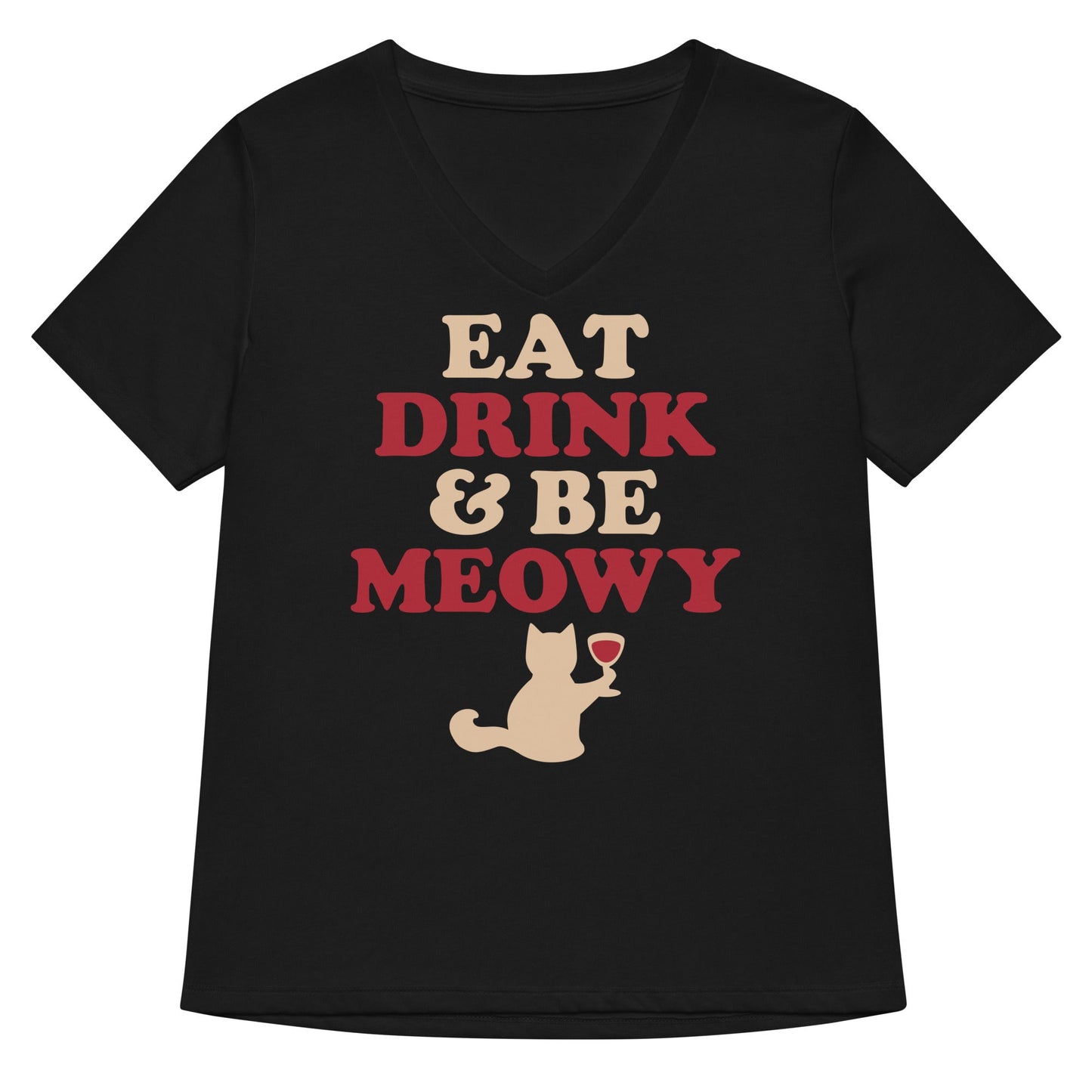 Eat Drink & Be Meowy Women's V-Neck Tee