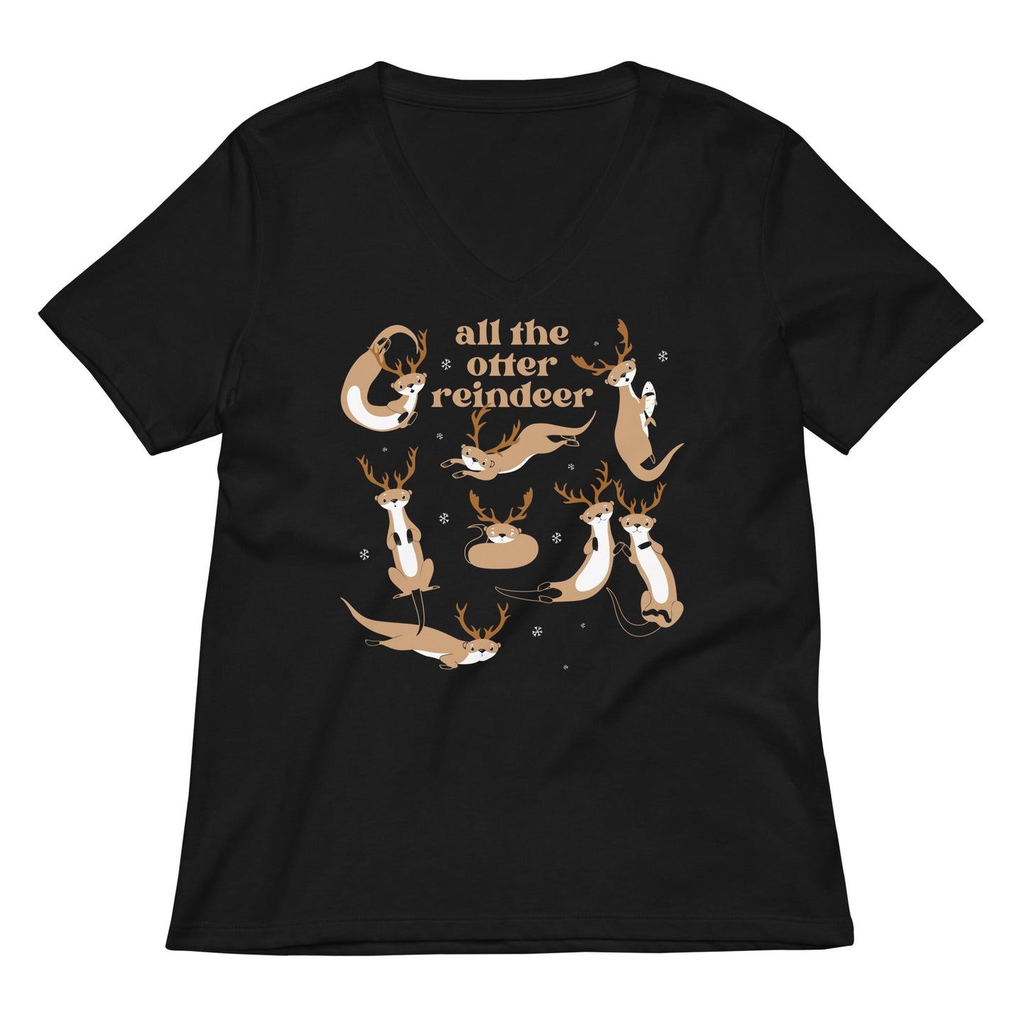 All The Otter Reindeer Women's V-Neck Tee