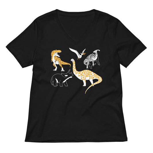 Dino Prints Women's V-Neck Tee