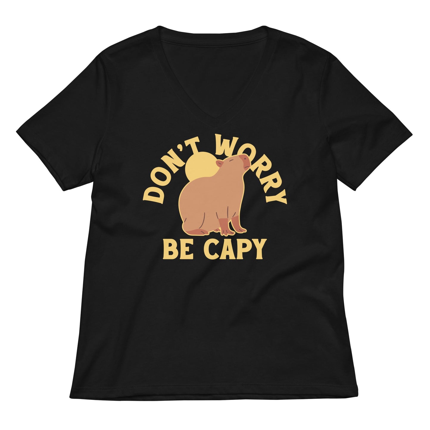 Don't Worry Be Capy Women's V-Neck Tee
