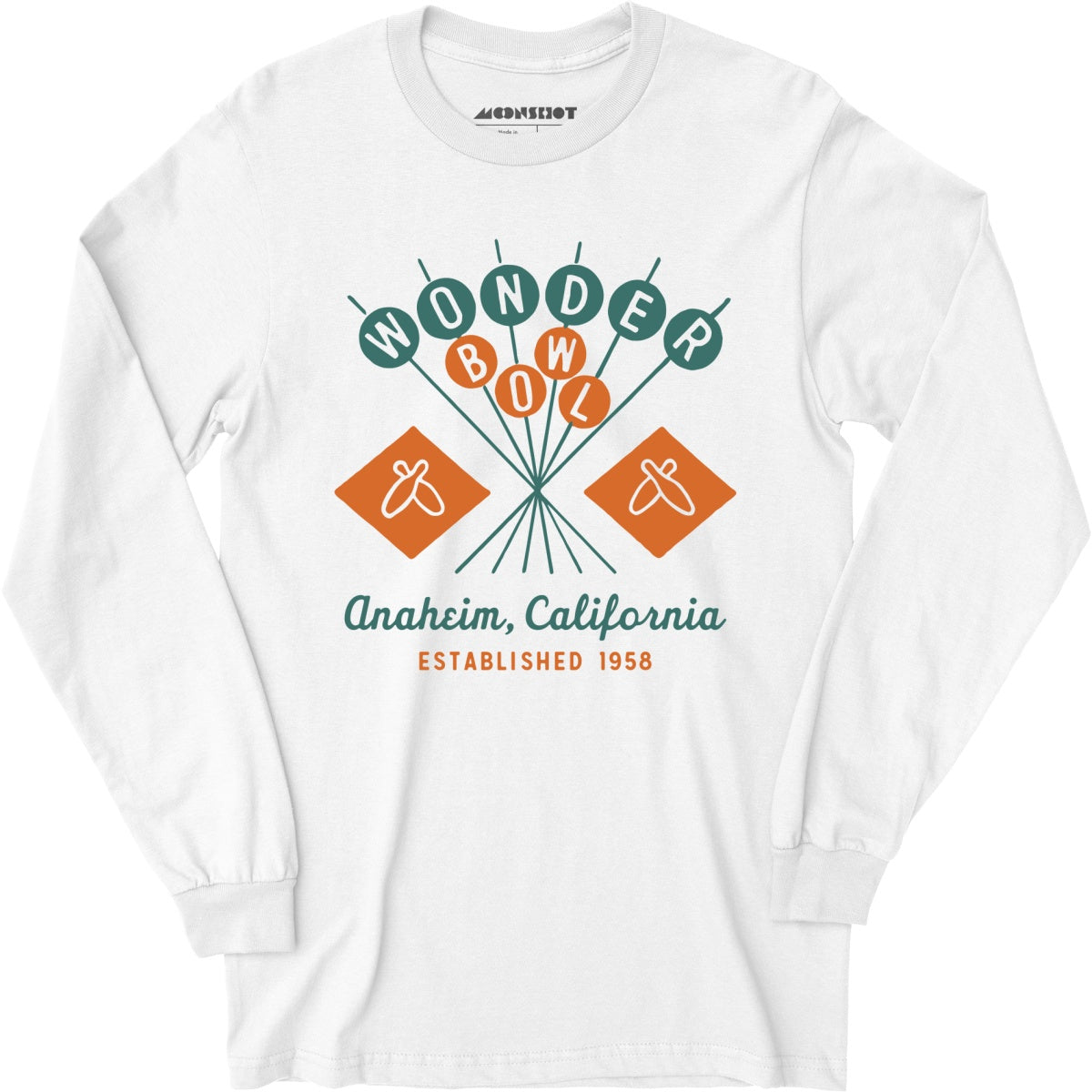 Wonder Bowl - Anaheim, CA - Vintage Bowling Alley - Long Sleeve T-Shirt