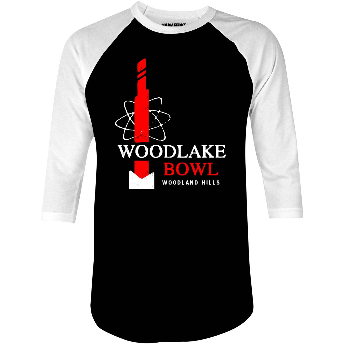 Woodlake Bowl - Woodland Hills, CA - Vintage Bowling Alley - 3/4 Sleeve Raglan T-Shirt