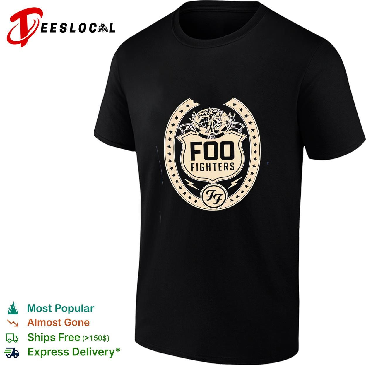 Foo Fighters rock and roll crest badge logo embroidered patch graphic shirt