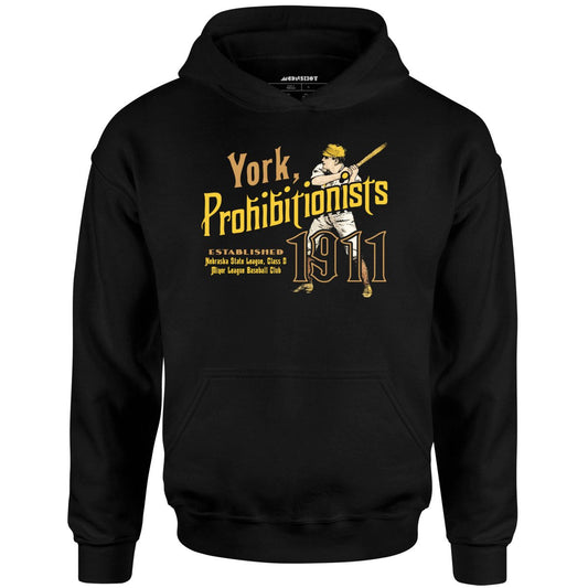 York Prohibitionists - Nebraska - Vintage Defunct Baseball Teams - Unisex Hoodie