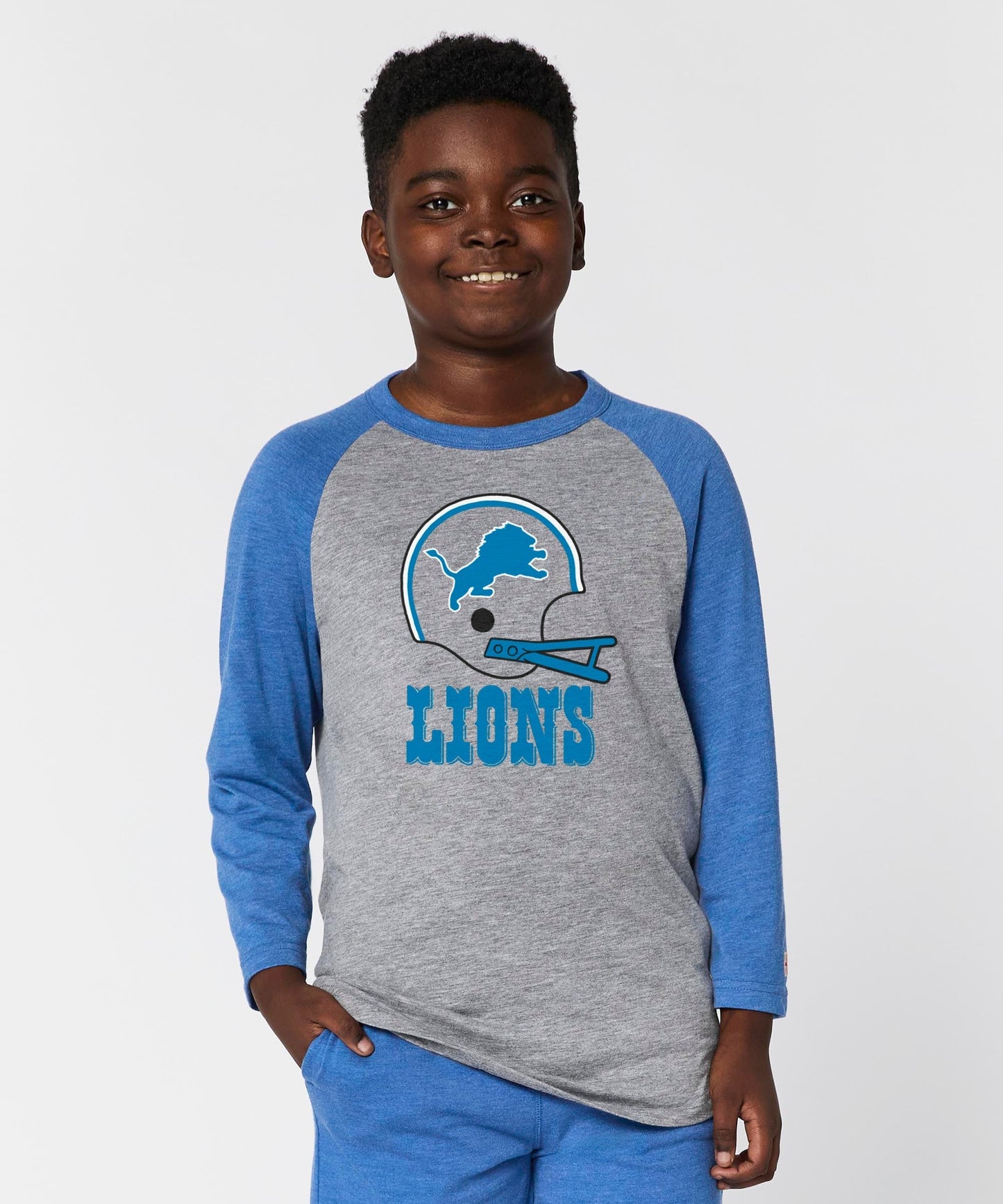 Youth Detroit Lions Big Helmet Raglan