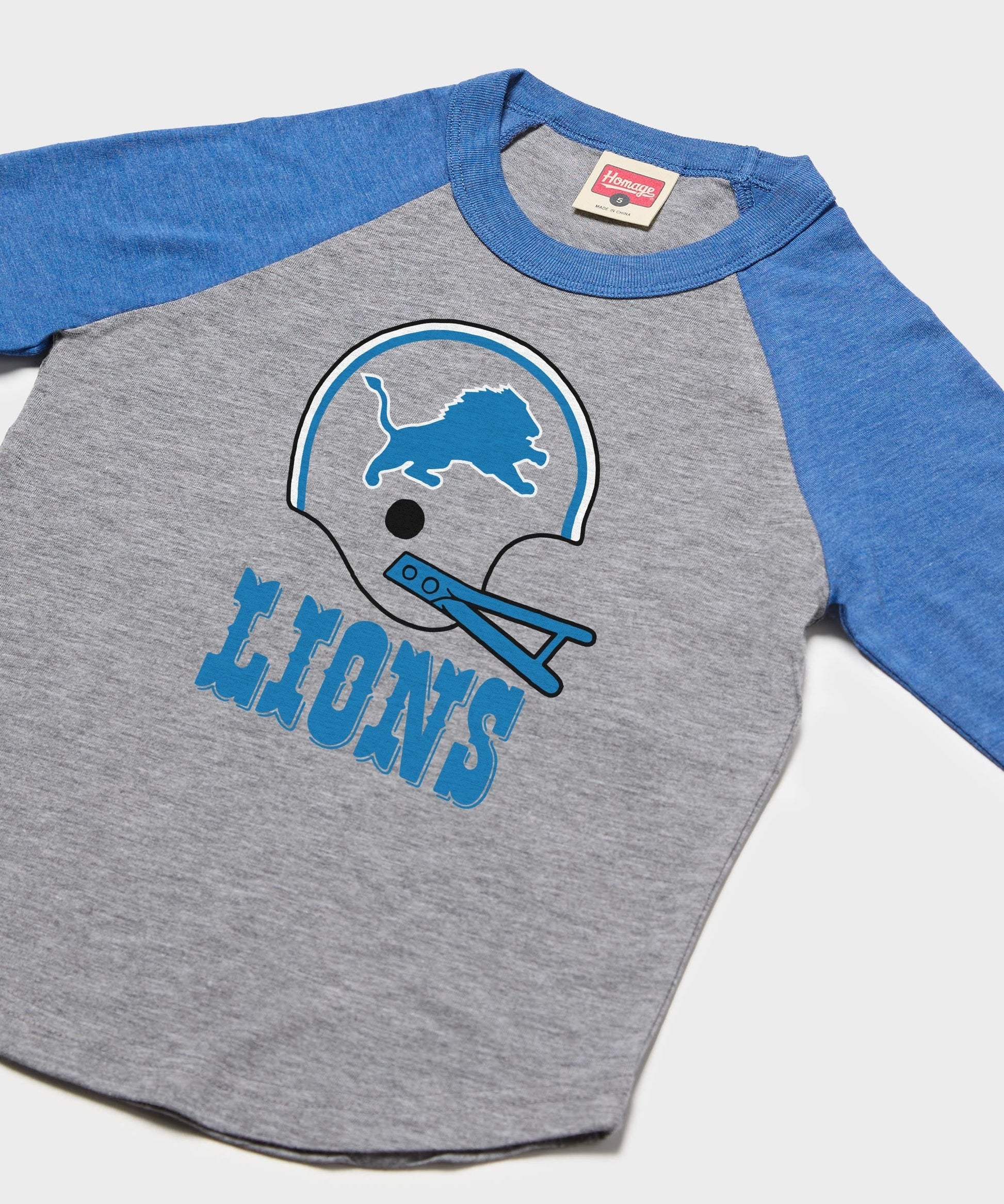 Youth Detroit Lions Big Helmet Raglan