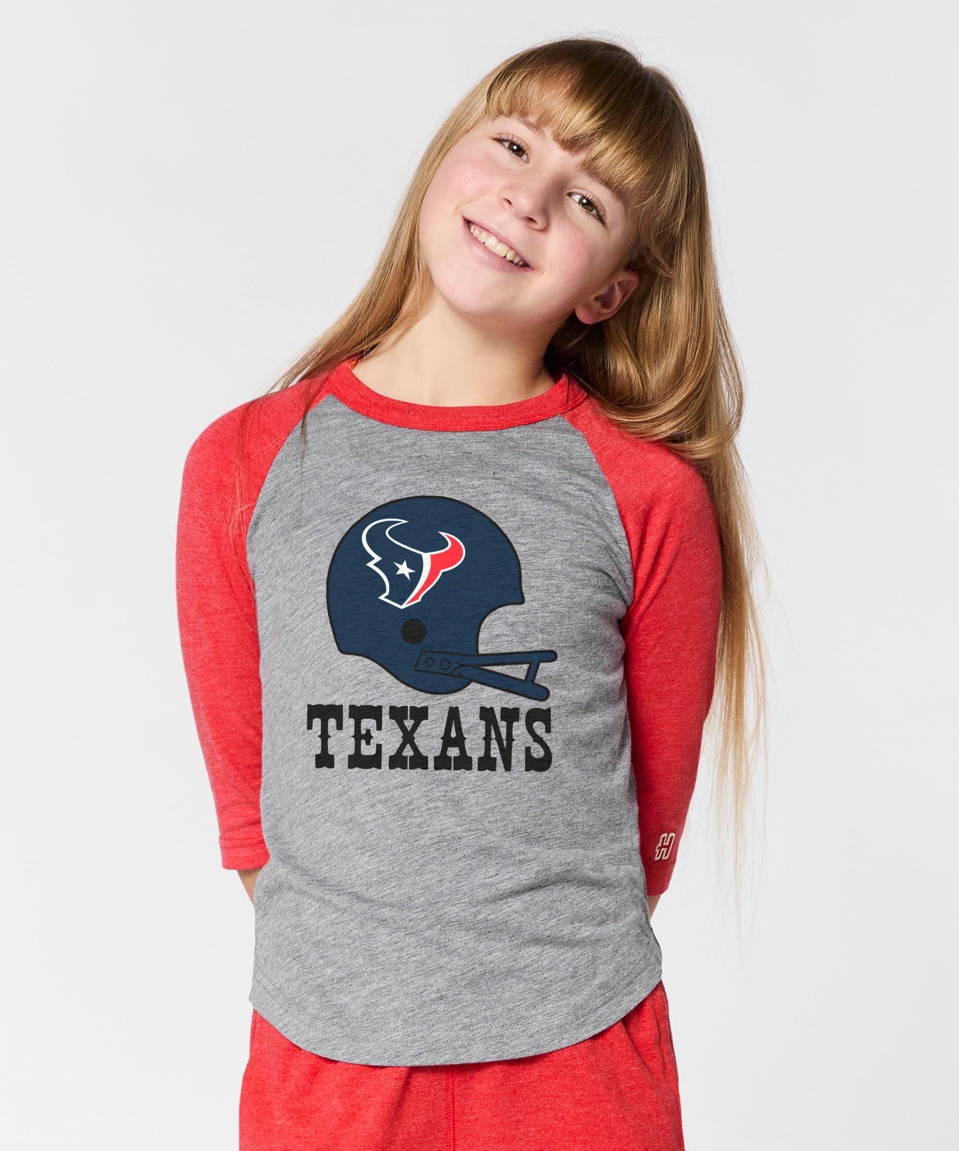 Youth Houston Texans Big Helmet Raglan