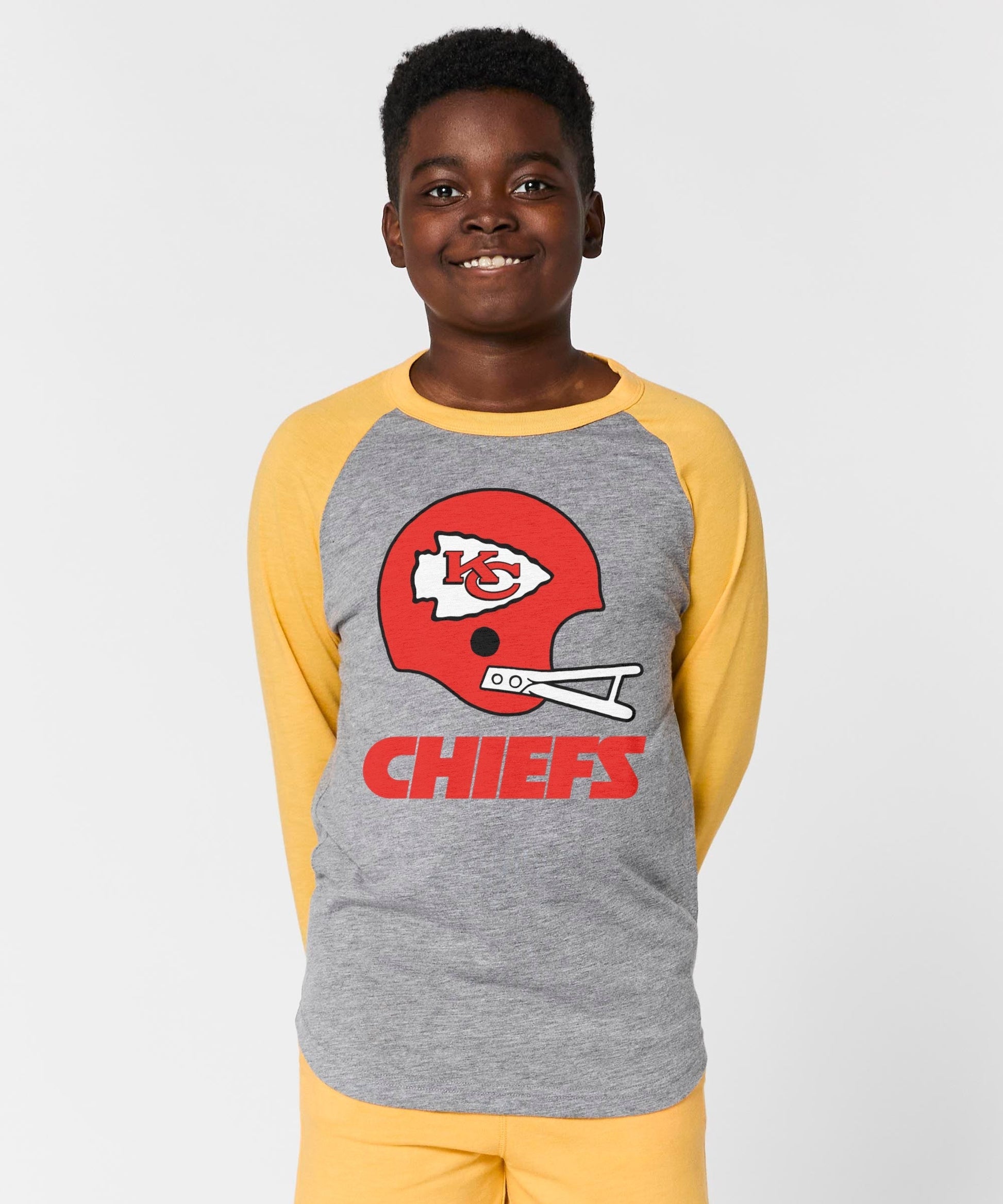 Youth Kansas City Chiefs Big Helmet Raglan