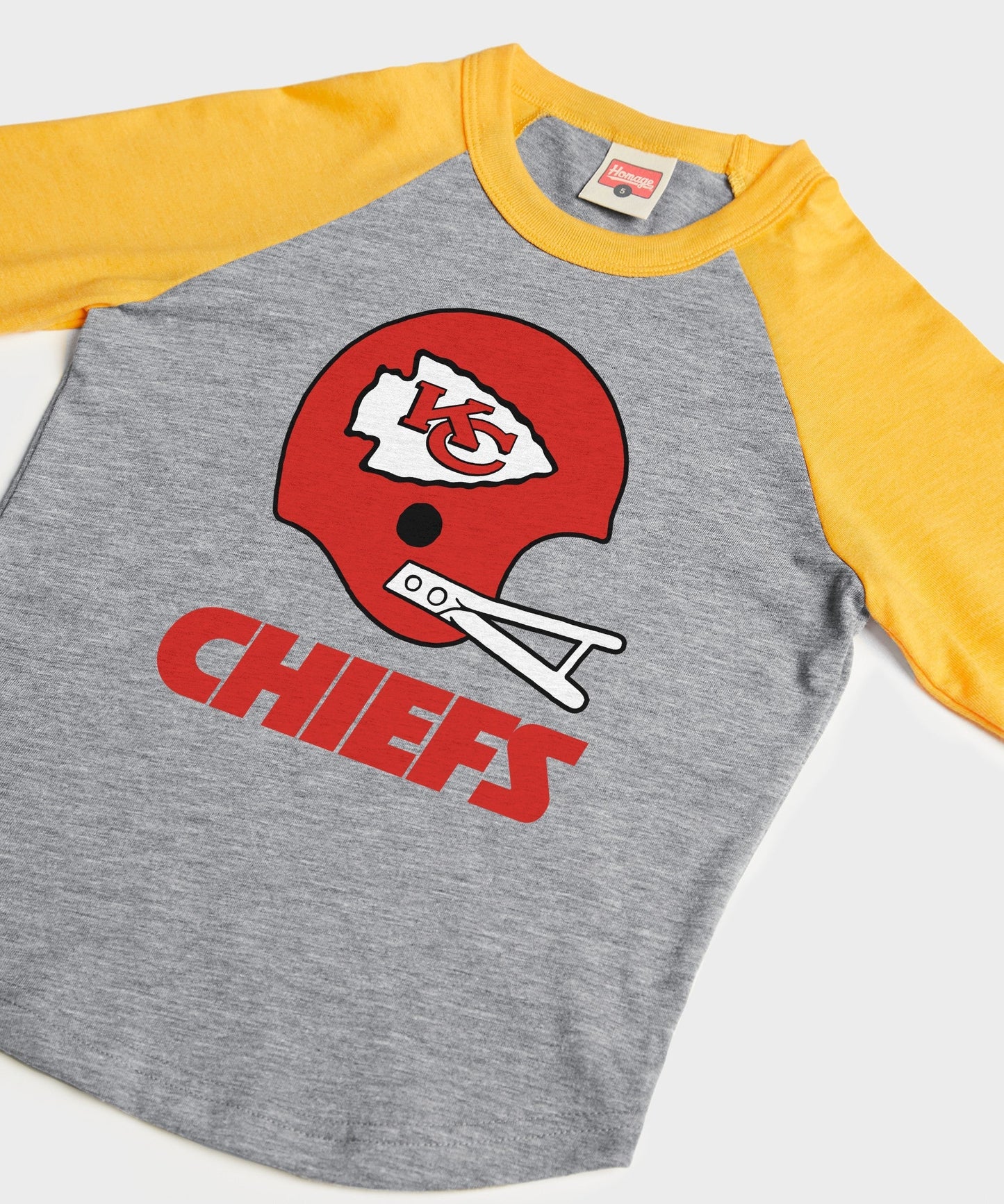 Youth Kansas City Chiefs Big Helmet Raglan