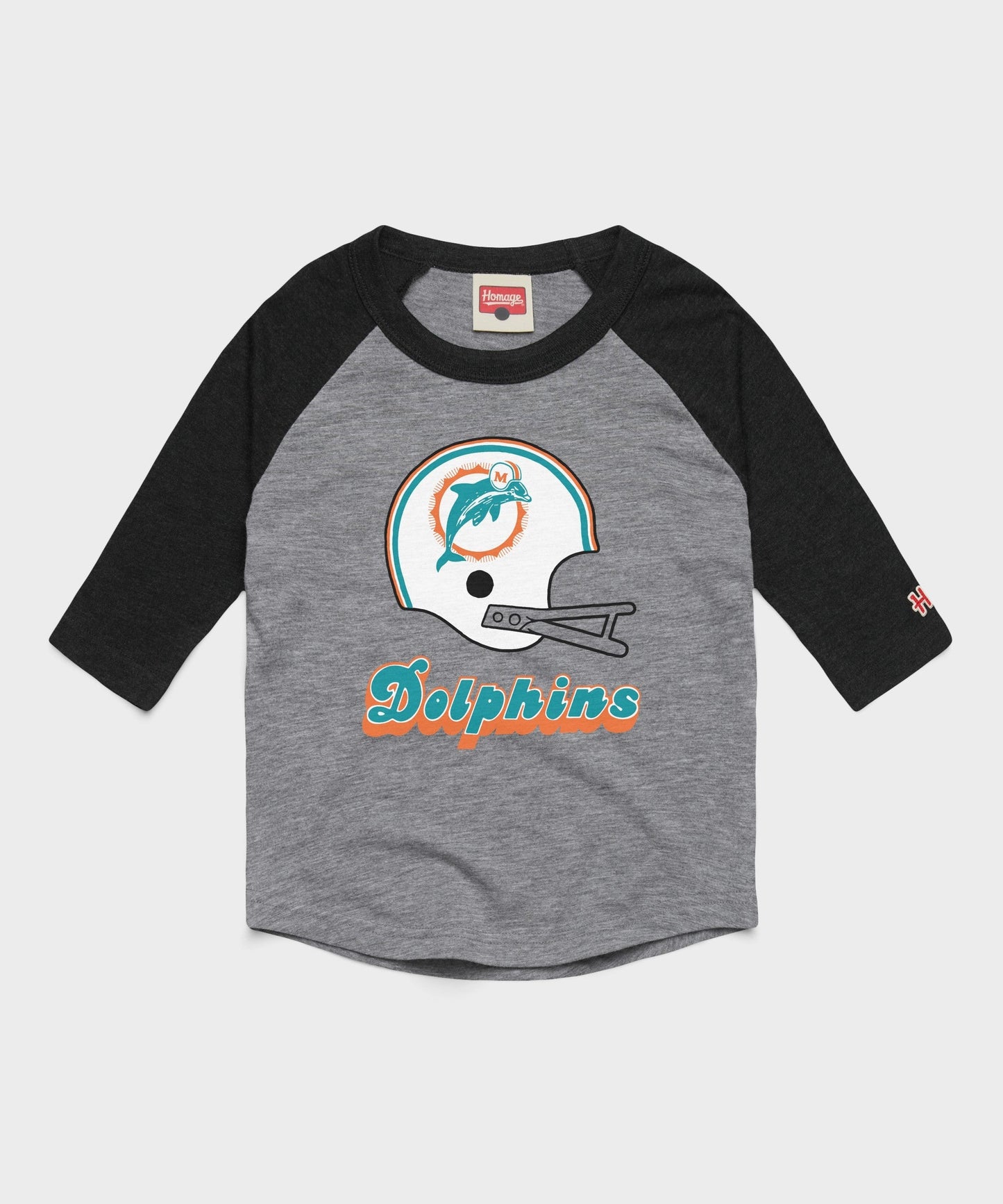 Youth Miami Dolphins Big Helmet Raglan