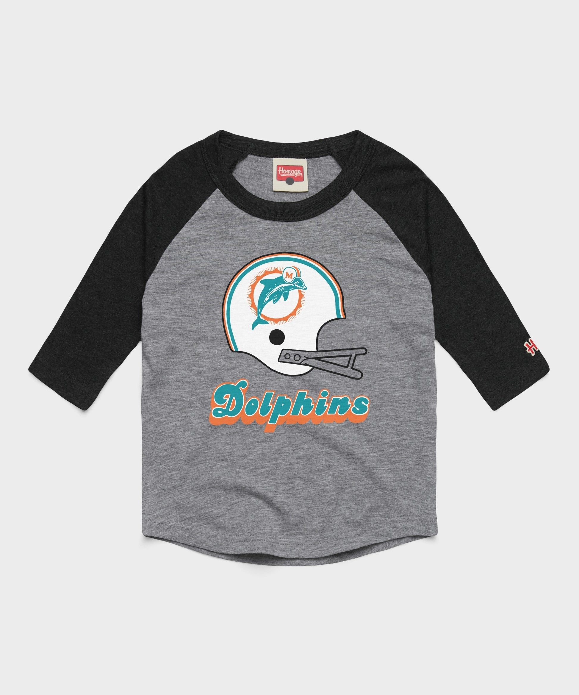 Youth Miami Dolphins Big Helmet Raglan