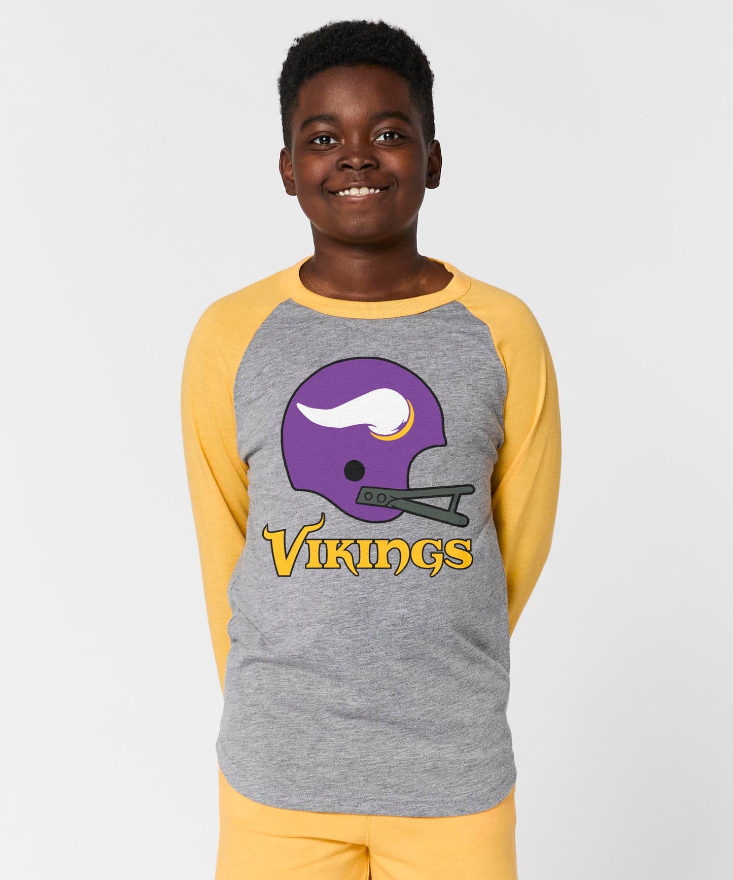 Youth Minnesota Vikings Big Helmet Raglan