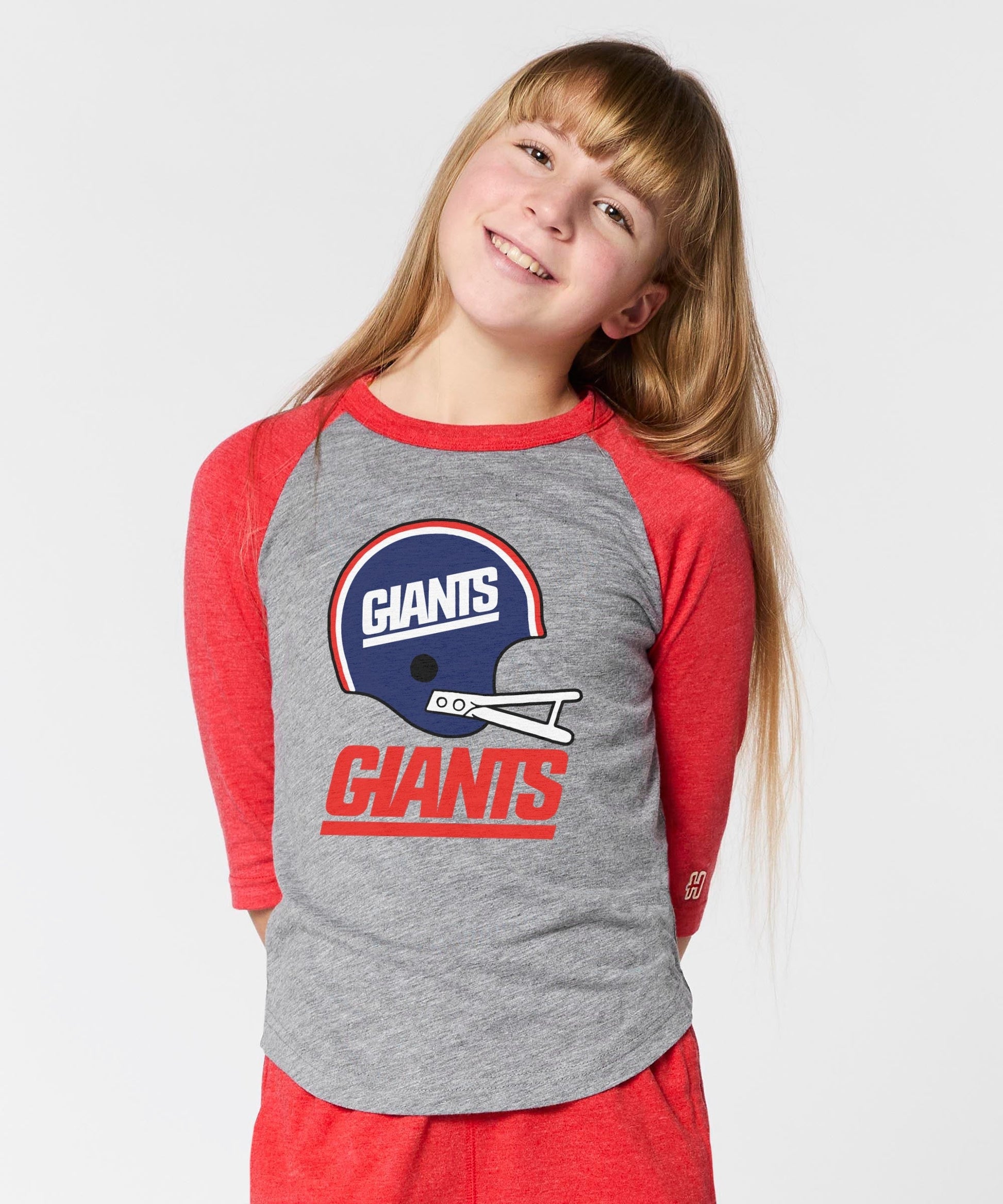 Youth New York Giants Big Helmet Raglan