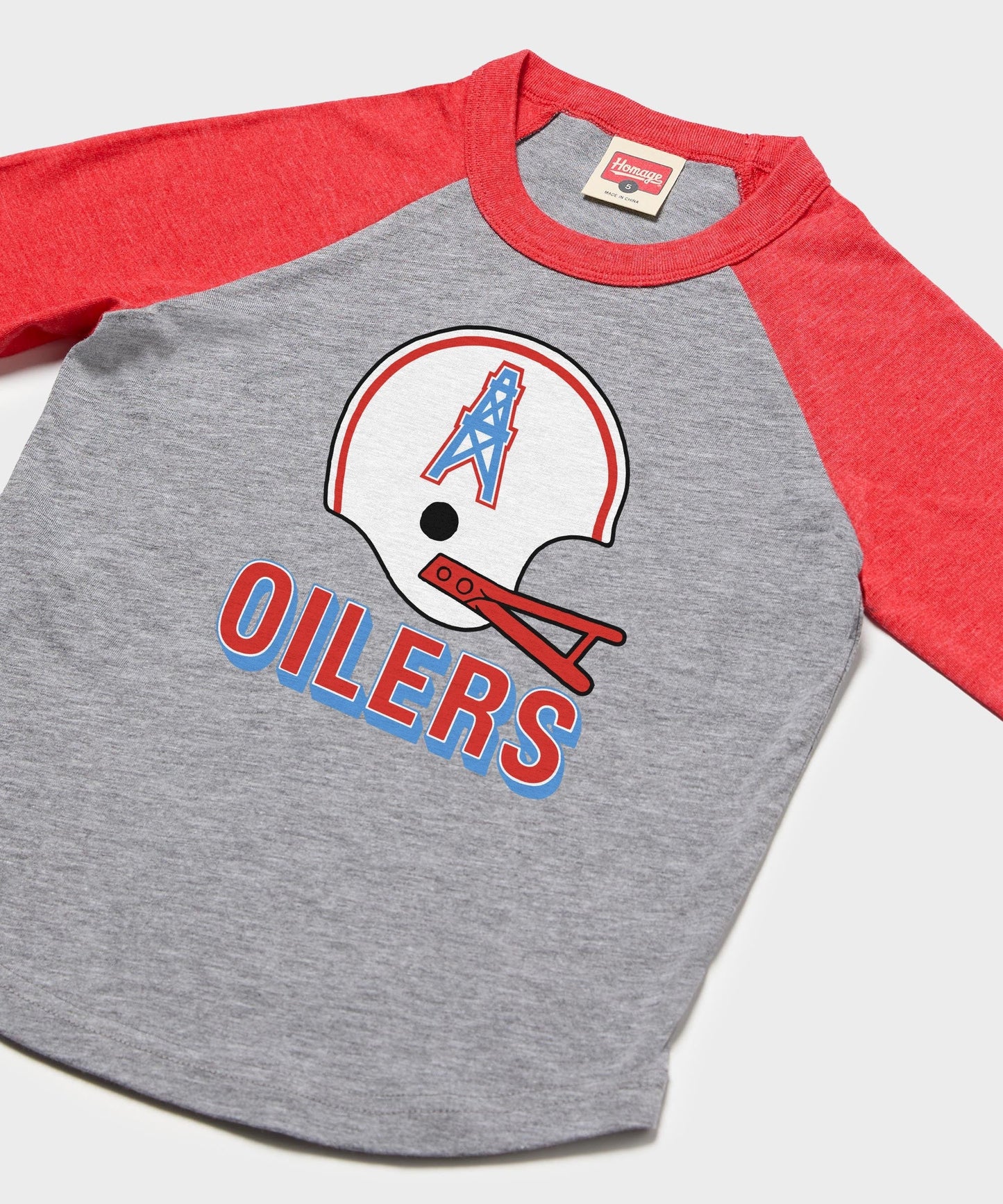 Youth Oilers Football Big Helmet Raglan