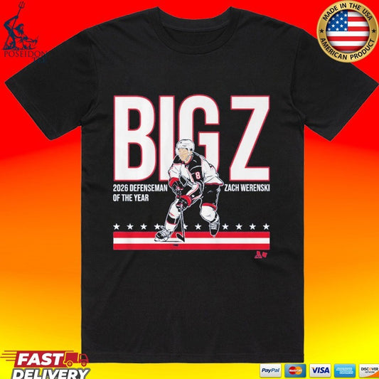 Zach Werenski Big Z 2026 Defenseman Of The Year T-shirt