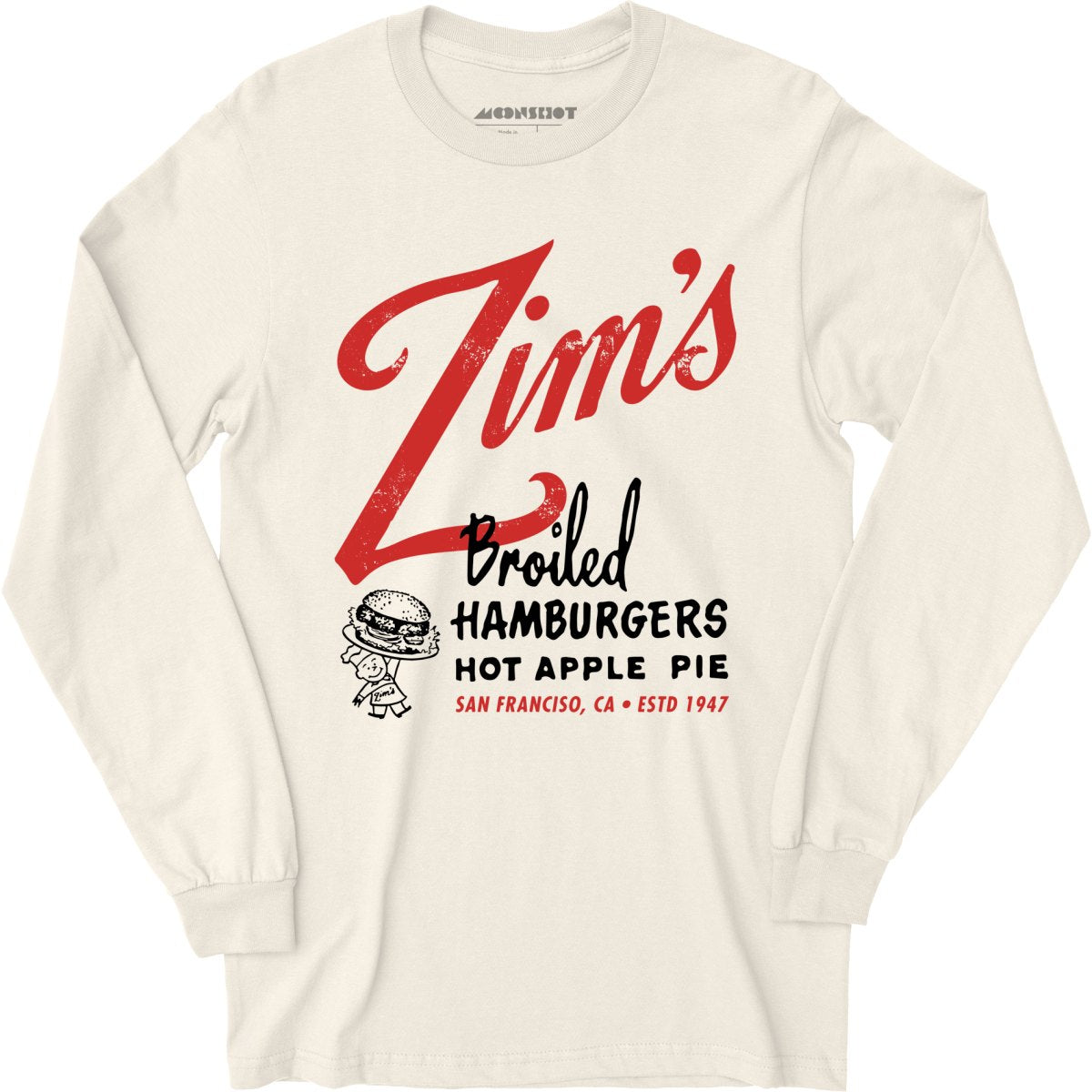 Zim's Hamburgers v1 - San Francisco, CA - Vintage Restaurant - Long Sleeve T-Shirt