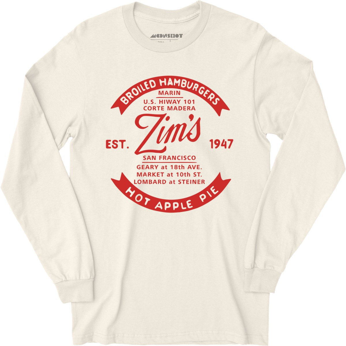 Zim's Hamburgers v4 - San Francisco, CA - Vintage Restaurant - Long Sleeve T-Shirt