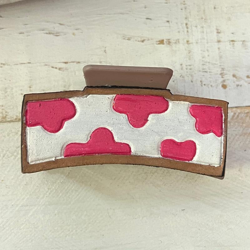 zzMauve With Pink and White Tooled Claw Clip